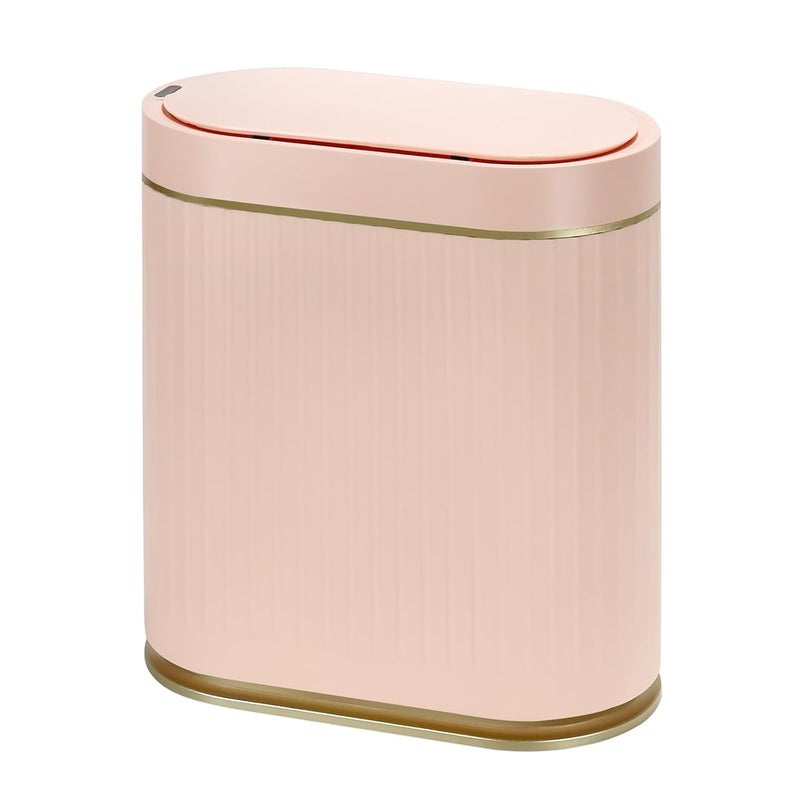 SYNCVIBE Bathroom Sensor Trash Can with Lid Automatic 2 Gallon Motion Sensor Garbage Bin, 7.5 Liter Slim Waterproof Plastic Wastebasket, Bathroom Decor for Bedroom, Office, Living Room, Pink - Image 1